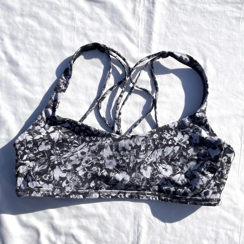 lululemon athletica Black & White Floral Strappy Sports Bra